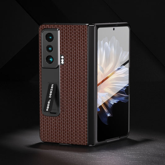For Honor Magic Vs ABEEL Integrated Genuine Leather Luxury Series Phone Case with Holder(Coffee) - Honor Cases by buy2fix | Online Shopping UK | buy2fix