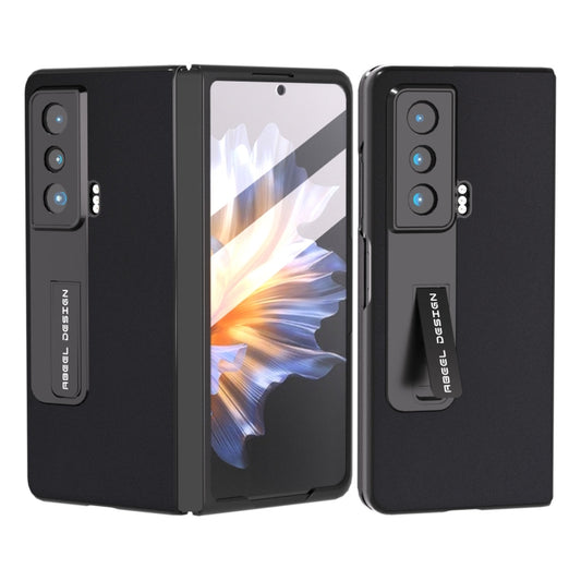 For Honor Magic Vs ABEEL Integrated Genuine Leather Silky Soft Phone Case with Holder(Black) - Honor Cases by buy2fix | Online Shopping UK | buy2fix