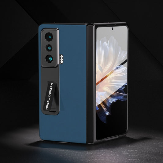 For Honor Magic Vs ABEEL Integrated Genuine Leather Silky Soft Phone Case with Holder(Blue) - Honor Cases by buy2fix | Online Shopping UK | buy2fix