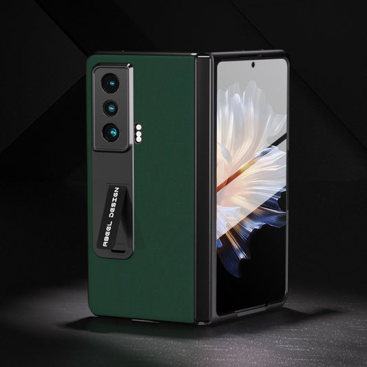 For Honor Magic Vs ABEEL Integrated Genuine Leather Silky Soft Phone Case with Holder(Green) - Honor Cases by buy2fix | Online Shopping UK | buy2fix