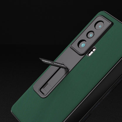 For Honor Magic Vs ABEEL Integrated Genuine Leather Silky Soft Phone Case with Holder(Green) - Honor Cases by buy2fix | Online Shopping UK | buy2fix