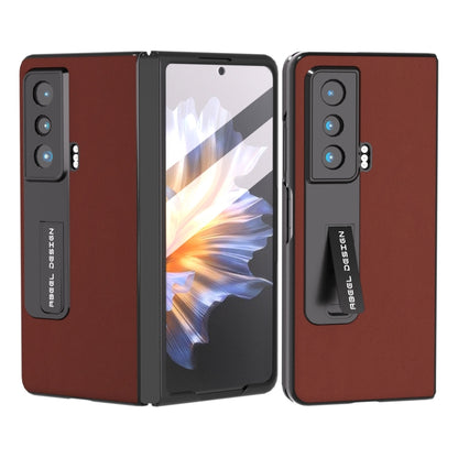 For Honor Magic Vs ABEEL Integrated Genuine Leather Silky Soft Phone Case with Holder(Coffee) - Honor Cases by buy2fix | Online Shopping UK | buy2fix