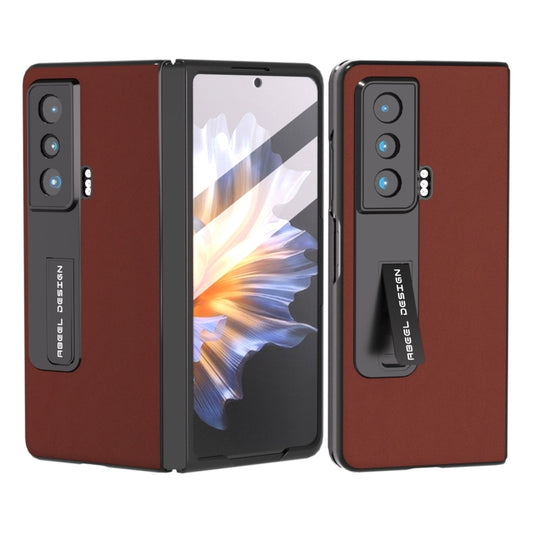 For Honor Magic Vs ABEEL Integrated Genuine Leather Silky Soft Phone Case with Holder(Coffee) - Honor Cases by buy2fix | Online Shopping UK | buy2fix
