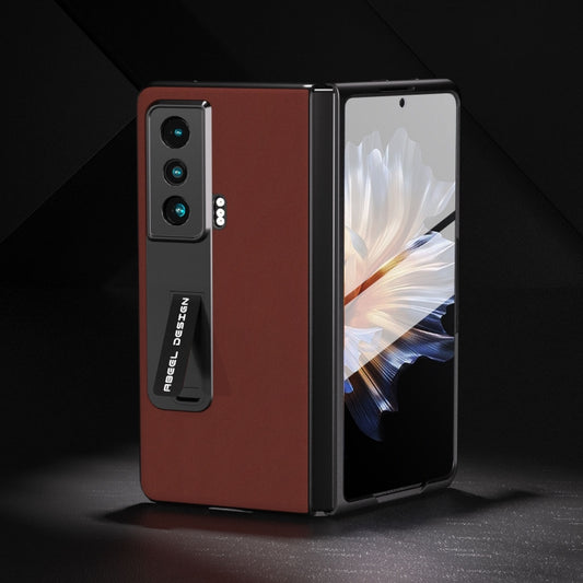 For Honor Magic Vs ABEEL Integrated Genuine Leather Silky Soft Phone Case with Holder(Coffee) - Honor Cases by buy2fix | Online Shopping UK | buy2fix