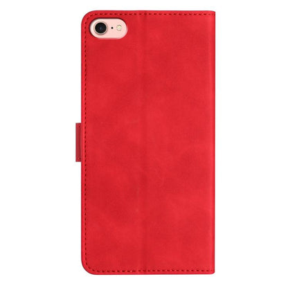 For iPhone 16e Seven Butterflies Embossed Leather Phone Case(Red) - iPhone 16e Cases by buy2fix | Online Shopping UK | buy2fix