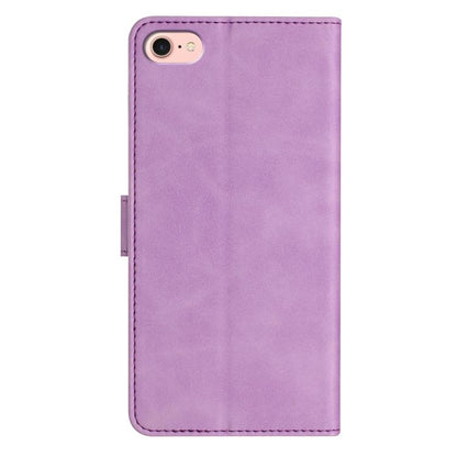 For iPhone 16e Seven Butterflies Embossed Leather Phone Case(Purple) - iPhone 16e Cases by buy2fix | Online Shopping UK | buy2fix