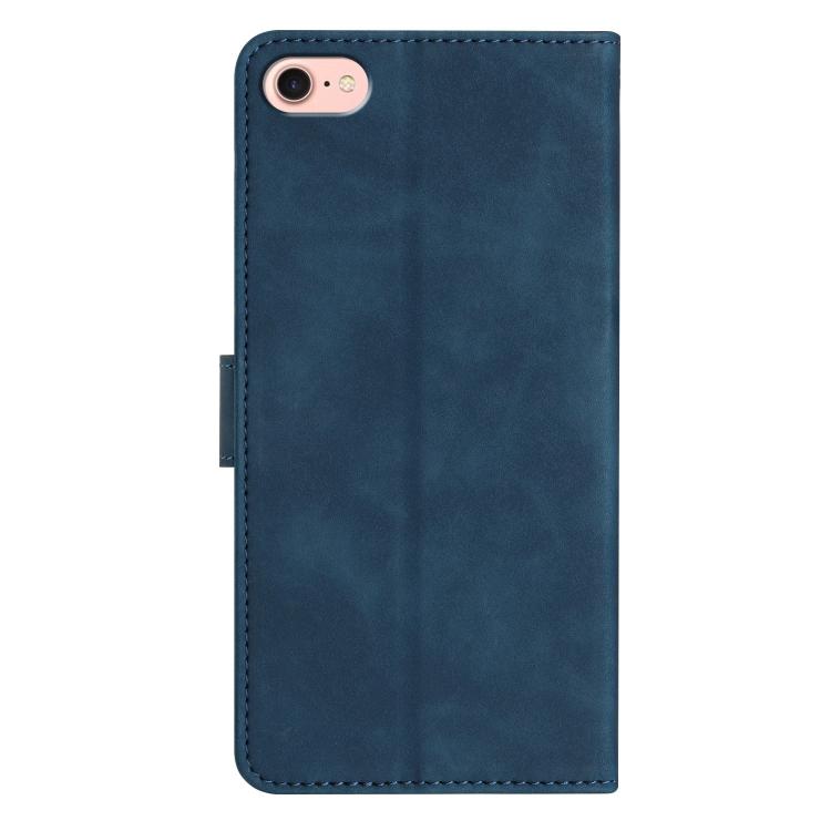 For iPhone 16e Seven Butterflies Embossed Leather Phone Case(Blue) - iPhone 16e Cases by buy2fix | Online Shopping UK | buy2fix