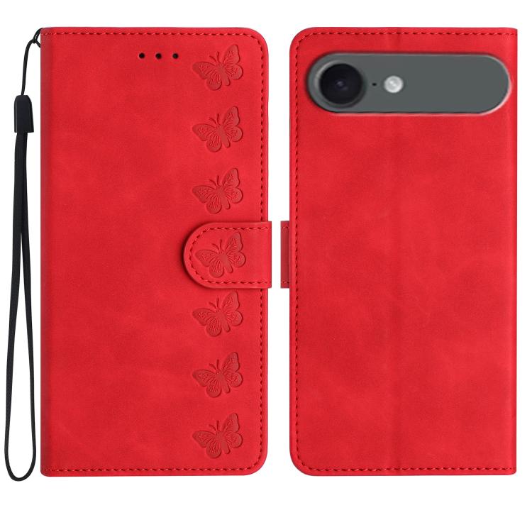 For iPhone Air Seven Butterflies Embossed Leather Phone Case(Red) - iPhone Air Cases by buy2fix | Online Shopping UK | buy2fix