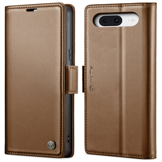 For Google Pixel 8 CaseMe 023 Butterfly Buckle Litchi Texture RFID Anti-theft Leather Phone Case(Brown) - Google Cases by CaseMe | Online Shopping UK | buy2fix