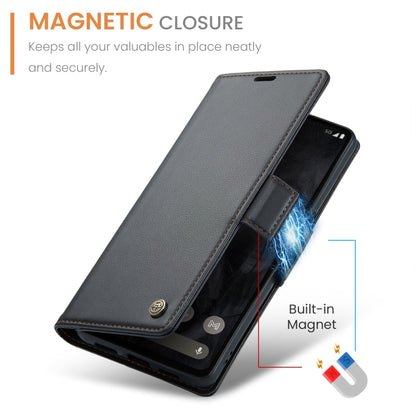 For Google Pixel 8 Pro CaseMe 023 Butterfly Buckle Litchi Texture RFID Anti-theft Leather Phone Case(Black) - Google Cases by CaseMe | Online Shopping UK | buy2fix