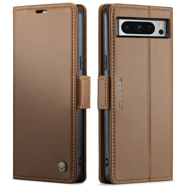 For Google Pixel 8 Pro CaseMe 023 Butterfly Buckle Litchi Texture RFID Anti-theft Leather Phone Case(Brown) - Google Cases by CaseMe | Online Shopping UK | buy2fix