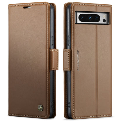 For Google Pixel 8 Pro CaseMe 023 Butterfly Buckle Litchi Texture RFID Anti-theft Leather Phone Case(Brown) - Google Cases by CaseMe | Online Shopping UK | buy2fix