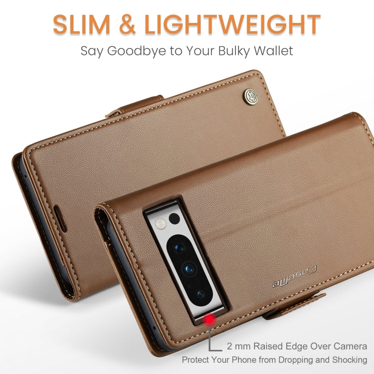 For Google Pixel 8 Pro CaseMe 023 Butterfly Buckle Litchi Texture RFID Anti-theft Leather Phone Case(Brown) - Google Cases by CaseMe | Online Shopping UK | buy2fix