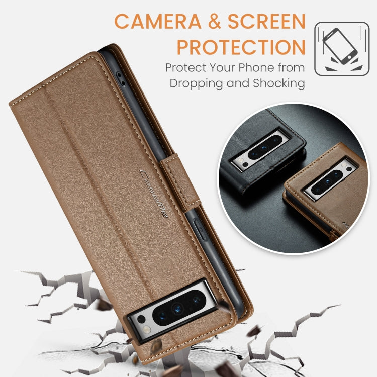 For Google Pixel 8 Pro CaseMe 023 Butterfly Buckle Litchi Texture RFID Anti-theft Leather Phone Case(Brown) - Google Cases by CaseMe | Online Shopping UK | buy2fix