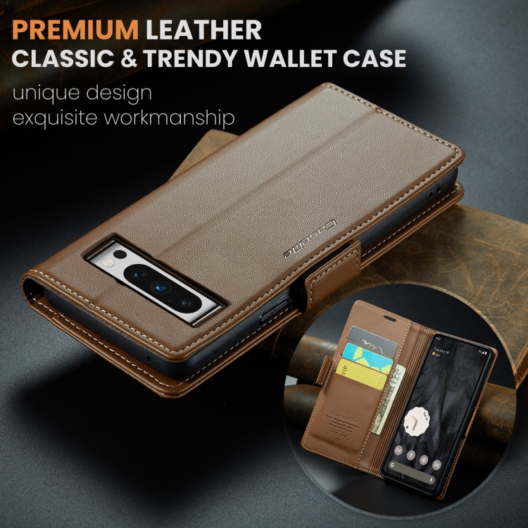 For Google Pixel 8 Pro CaseMe 023 Butterfly Buckle Litchi Texture RFID Anti-theft Leather Phone Case(Brown) - Google Cases by CaseMe | Online Shopping UK | buy2fix