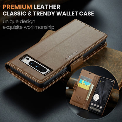 For Google Pixel 8 Pro CaseMe 023 Butterfly Buckle Litchi Texture RFID Anti-theft Leather Phone Case(Brown) - Google Cases by CaseMe | Online Shopping UK | buy2fix