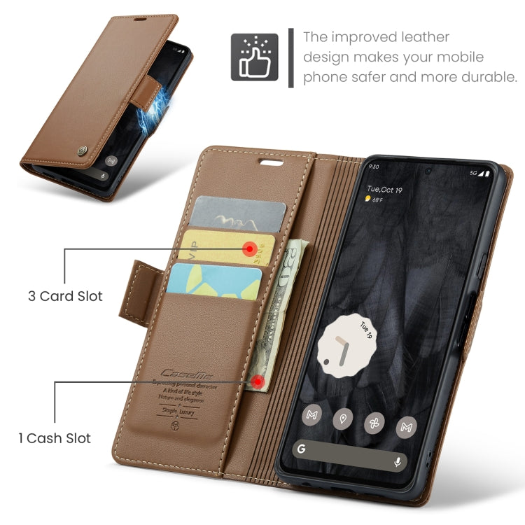 For Google Pixel 8 Pro CaseMe 023 Butterfly Buckle Litchi Texture RFID Anti-theft Leather Phone Case(Brown) - Google Cases by CaseMe | Online Shopping UK | buy2fix