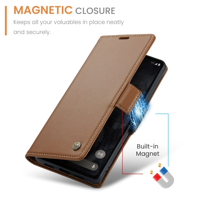 For Google Pixel 8 Pro CaseMe 023 Butterfly Buckle Litchi Texture RFID Anti-theft Leather Phone Case(Brown) - Google Cases by CaseMe | Online Shopping UK | buy2fix