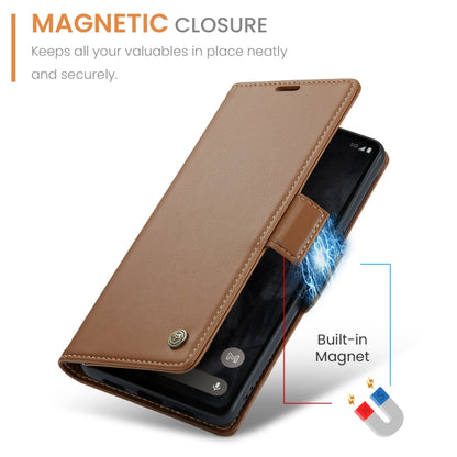 For Google Pixel 8 Pro CaseMe 023 Butterfly Buckle Litchi Texture RFID Anti-theft Leather Phone Case(Brown) - Google Cases by CaseMe | Online Shopping UK | buy2fix