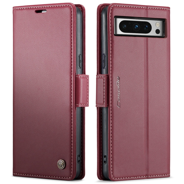 For Google Pixel 8 Pro CaseMe 023 Butterfly Buckle Litchi Texture RFID Anti-theft Leather Phone Case(Wine Red) - Google Cases by CaseMe | Online Shopping UK | buy2fix