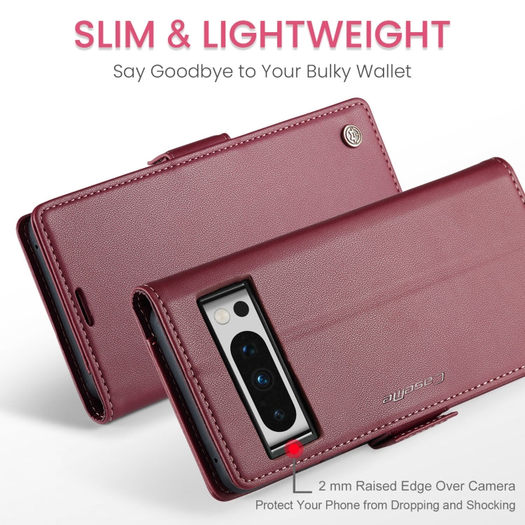 For Google Pixel 8 Pro CaseMe 023 Butterfly Buckle Litchi Texture RFID Anti-theft Leather Phone Case(Wine Red) - Google Cases by CaseMe | Online Shopping UK | buy2fix