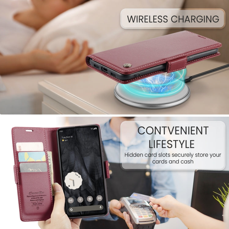 For Google Pixel 8 Pro CaseMe 023 Butterfly Buckle Litchi Texture RFID Anti-theft Leather Phone Case(Wine Red) - Google Cases by CaseMe | Online Shopping UK | buy2fix