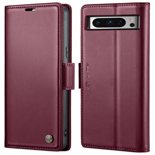 For Google Pixel 8 Pro CaseMe 023 Butterfly Buckle Litchi Texture RFID Anti-theft Leather Phone Case(Wine Red) - Google Cases by CaseMe | Online Shopping UK | buy2fix