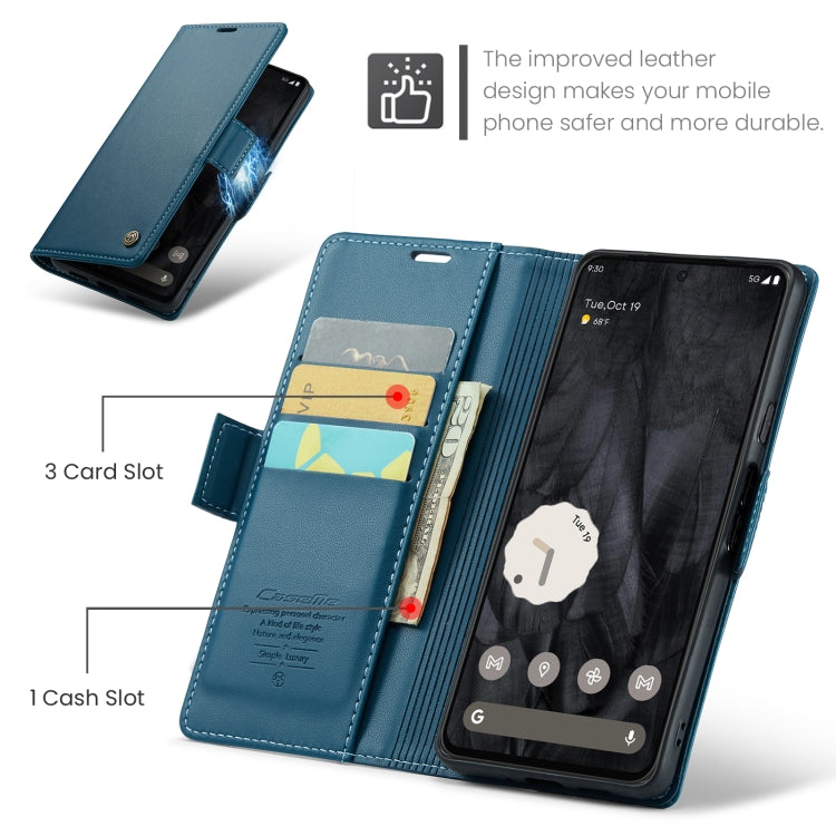 For Google Pixel 8 Pro CaseMe 023 Butterfly Buckle Litchi Texture RFID Anti-theft Leather Phone Case(Blue) - Google Cases by CaseMe | Online Shopping UK | buy2fix