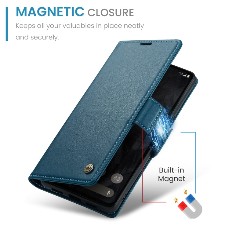 For Google Pixel 8 Pro CaseMe 023 Butterfly Buckle Litchi Texture RFID Anti-theft Leather Phone Case(Blue) - Google Cases by CaseMe | Online Shopping UK | buy2fix