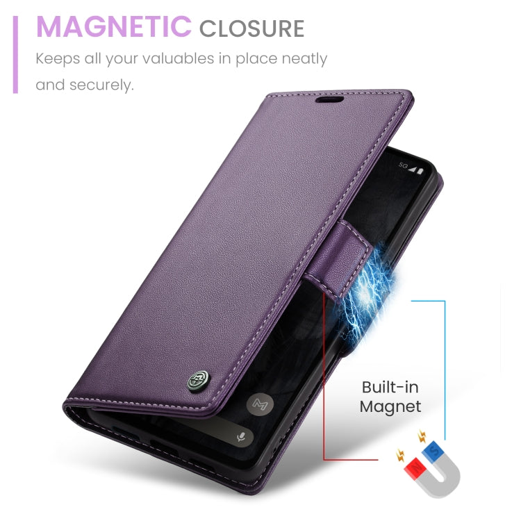For Google Pixel 8 Pro CaseMe 023 Butterfly Buckle Litchi Texture RFID Anti-theft Leather Phone Case(Pearly Purple) - Google Cases by CaseMe | Online Shopping UK | buy2fix