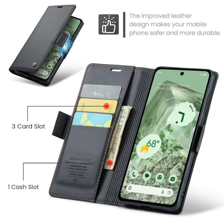 For Google Pixel 8a CaseMe 023 Butterfly Buckle Litchi Texture RFID Anti-theft Leather Phone Case(Black) - Google Cases by CaseMe | Online Shopping UK | buy2fix