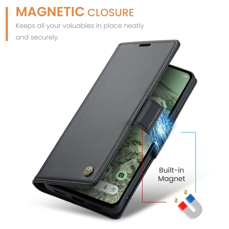 For Google Pixel 8a CaseMe 023 Butterfly Buckle Litchi Texture RFID Anti-theft Leather Phone Case(Black) - Google Cases by CaseMe | Online Shopping UK | buy2fix