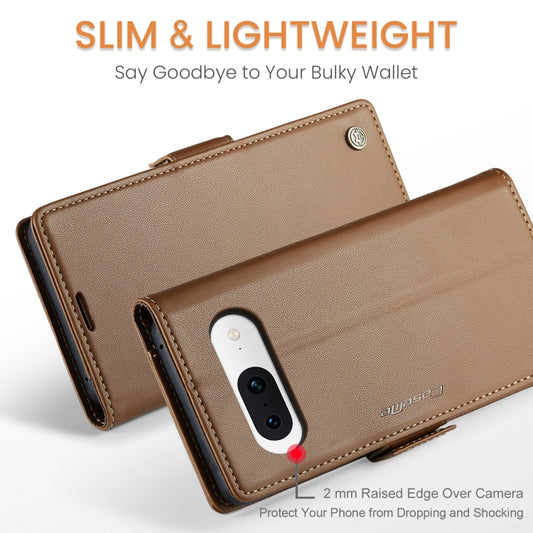 For Google Pixel 8a CaseMe 023 Butterfly Buckle Litchi Texture RFID Anti-theft Leather Phone Case(Brown) - Google Cases by CaseMe | Online Shopping UK | buy2fix