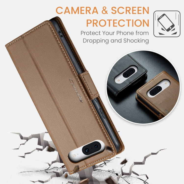 For Google Pixel 8a CaseMe 023 Butterfly Buckle Litchi Texture RFID Anti-theft Leather Phone Case(Brown) - Google Cases by CaseMe | Online Shopping UK | buy2fix