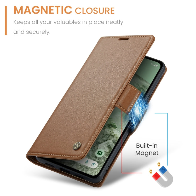 For Google Pixel 8a CaseMe 023 Butterfly Buckle Litchi Texture RFID Anti-theft Leather Phone Case(Brown) - Google Cases by CaseMe | Online Shopping UK | buy2fix