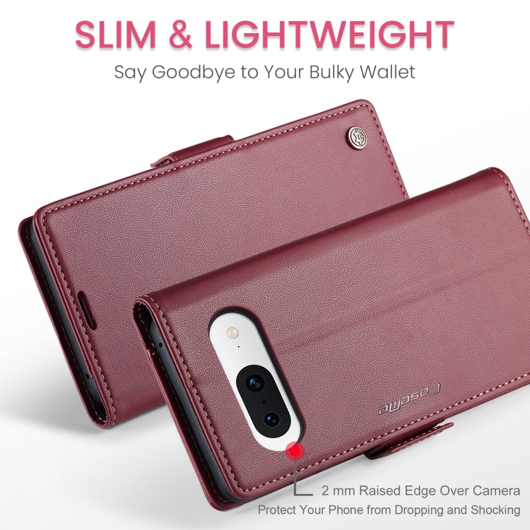 For Google Pixel 8a CaseMe 023 Butterfly Buckle Litchi Texture RFID Anti-theft Leather Phone Case(Wine Red) - Google Cases by CaseMe | Online Shopping UK | buy2fix
