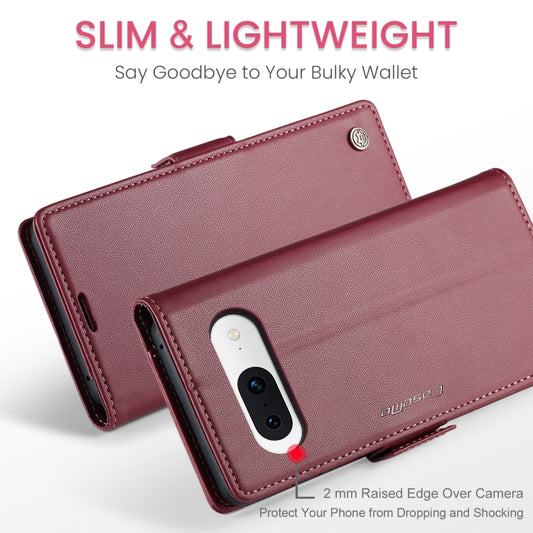 For Google Pixel 8a CaseMe 023 Butterfly Buckle Litchi Texture RFID Anti-theft Leather Phone Case(Wine Red) - Google Cases by CaseMe | Online Shopping UK | buy2fix