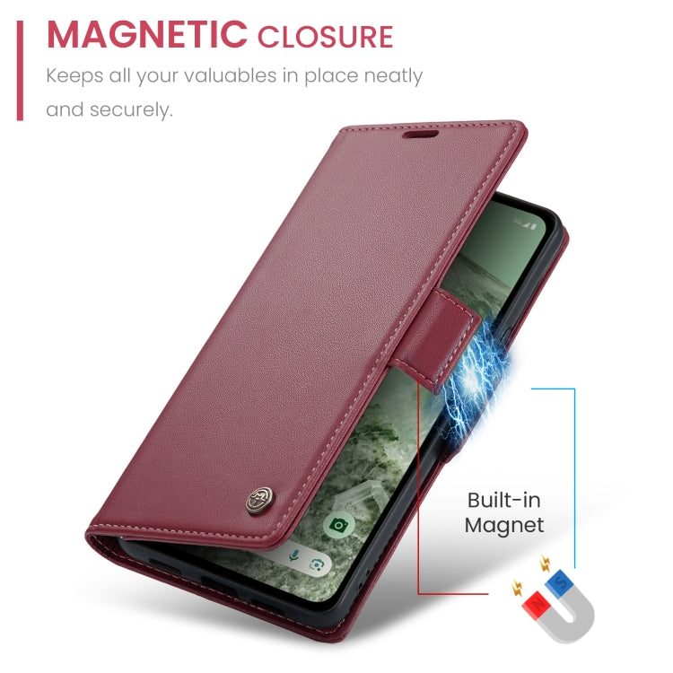 For Google Pixel 8a CaseMe 023 Butterfly Buckle Litchi Texture RFID Anti-theft Leather Phone Case(Wine Red) - Google Cases by CaseMe | Online Shopping UK | buy2fix