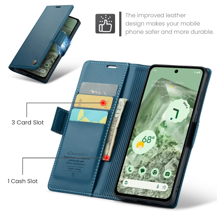 For Google Pixel 8a CaseMe 023 Butterfly Buckle Litchi Texture RFID Anti-theft Leather Phone Case(Blue) - Google Cases by CaseMe | Online Shopping UK | buy2fix