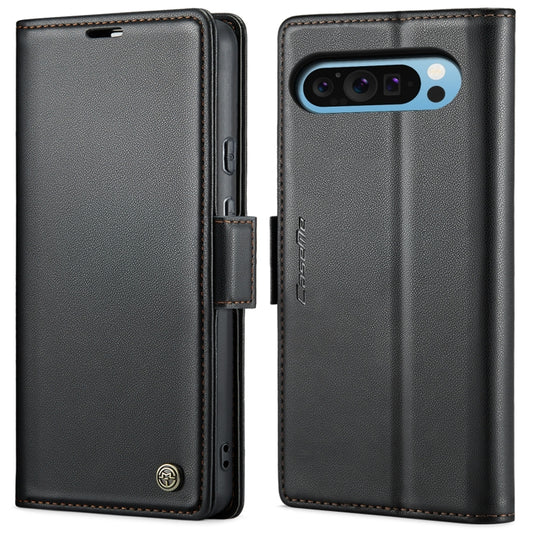 For Google Pixel 10 Pro XL / 9 Pro XL CaseMe 023 Butterfly Buckle Litchi Texture RFID Anti-theft Leather Phone Case(Black) - Google Cases by CaseMe | Online Shopping UK | buy2fix