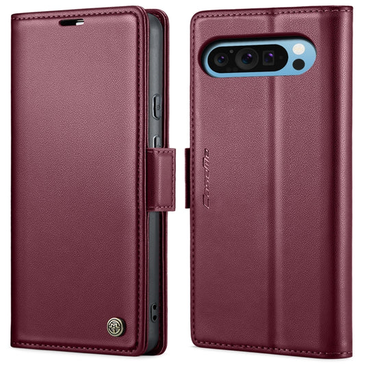 For Google Pixel 10 Pro XL / 9 Pro XL CaseMe 023 Butterfly Buckle Litchi Texture RFID Anti-theft Leather Phone Case(Wine Red) - Google Cases by CaseMe | Online Shopping UK | buy2fix