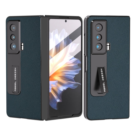 For Honor Magic Vs Integrated Genuine Leather + PC Litchi Texture Phone Case with Holder(Green) - Honor Cases by buy2fix | Online Shopping UK | buy2fix