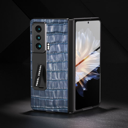 For Honor Magic Vs Integrated Crocodile Texture Genuine Leather Phone Case(Blue) - Honor Cases by buy2fix | Online Shopping UK | buy2fix