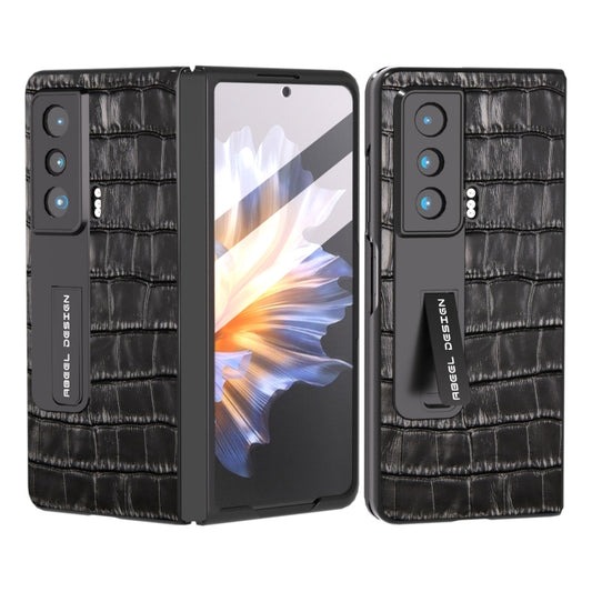 For Honor Magic Vs Integrated Crocodile Texture Genuine Leather Phone Case(Black) - Honor Cases by buy2fix | Online Shopping UK | buy2fix
