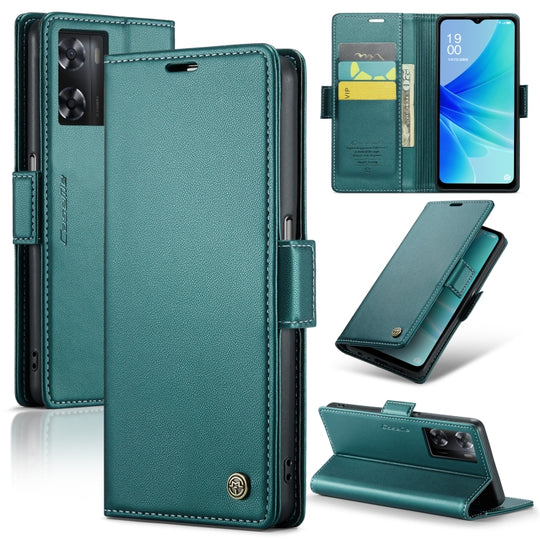 For OPPO A57 4G Global/A57s 4G Global CaseMe 023 Butterfly Buckle Litchi Texture RFID Anti-theft Leather Phone Case(Pearly Blue)