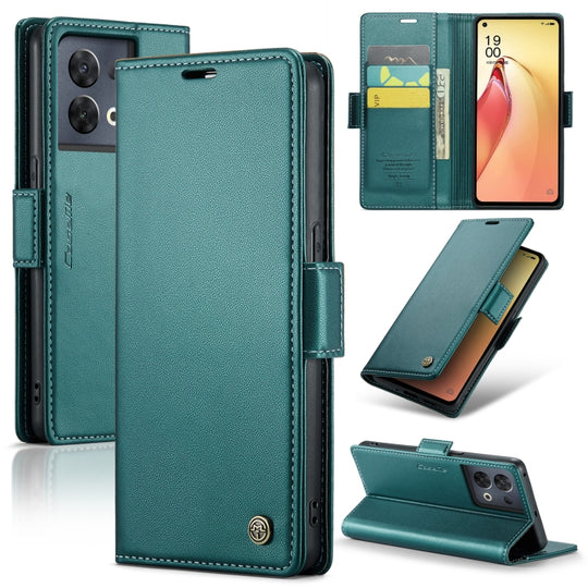 For OPPO Reno8 Pro 5G Global CaseMe 023 Butterfly Buckle Litchi Texture RFID Anti-theft Leather Phone Case(Pearly Blue)