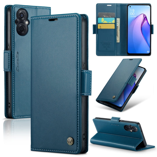 For OPPO F21 Pro 5G Globa/Reno8 Z Global CaseMe 023 Butterfly Buckle Litchi Texture RFID Anti-theft Leather Phone Case(Pearly Blue)