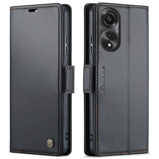 For OPPO A78 4G CaseMe 023 Butterfly Buckle Litchi Texture RFID Anti-theft Leather Phone Case(Black) by CaseMe