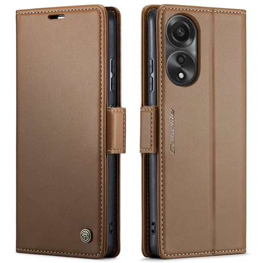 For OPPO A78 4G CaseMe 023 Butterfly Buckle Litchi Texture RFID Anti-theft Leather Phone Case(Brown) by CaseMe