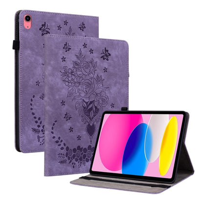 For iPad 2025 / 2022 Butterfly Rose Embossed Leather Tablet Case(Purple) - iPad 2025 / 2022 Cases by buy2fix | Online Shopping UK | buy2fix
